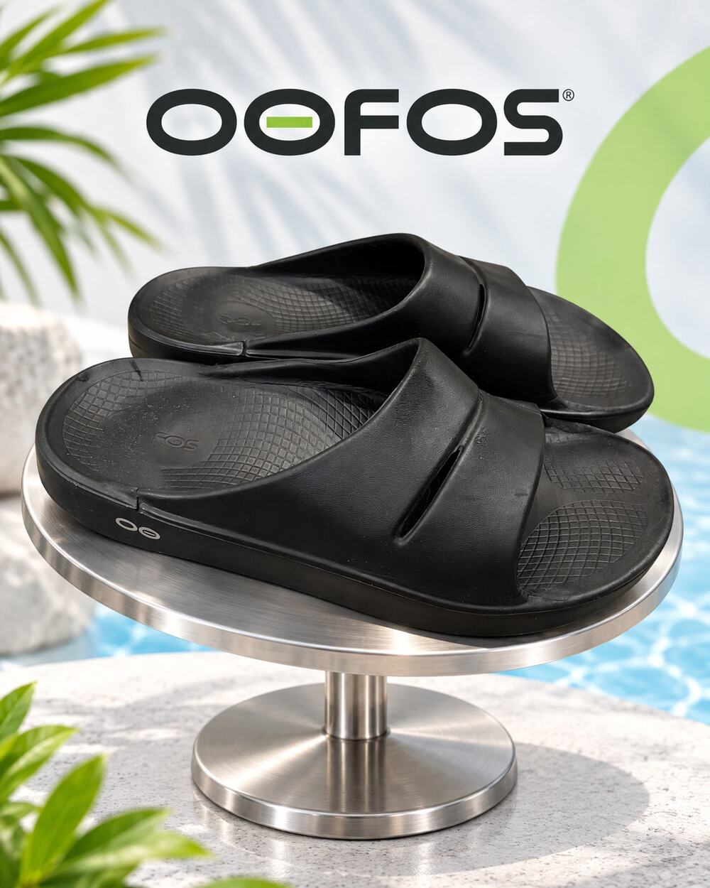 OOFOS OOahh Black Recovery Slide Sandals Women’s 7 Men’s 5 EU 38